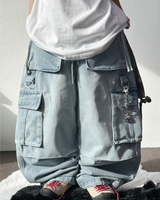D-RING ZIPPER CARGO BALLOON PARACHUTE LONG PANTS🪽🩵🖤 - 2 COLORS