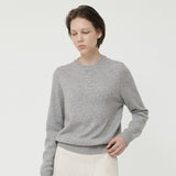 CASHMERE BLEND WOOL CREW NECK KNIT GRAY
