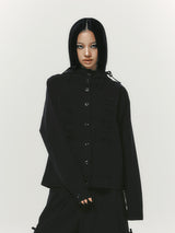 COTTON SHIRRING HOOD JACKET BLACK