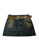 [BELT & INNER SHORTS] 秋デニム ブラウン カーキ デニムスカート – SK