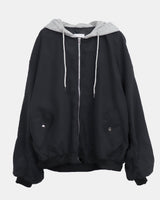 Debin Oversized Shirring Hooded Bomber Jacket