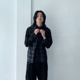 Dark-Tone Minimal Plaid Shirt