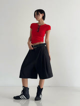 Pleddy Bermuda Tuck Half Slacks (3color)