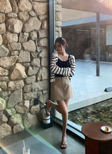 Rear Cotton A-line Mini Skirt / 2 colors