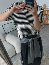 ASCLO Alone Mini Border Short Sleeve Knit (5color)