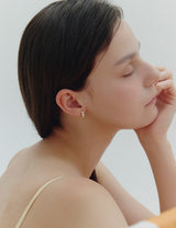 26SS★ Essence Heart Bezel Tennis One-Touch Earrings