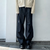 Pocket Embroidery Geometric Seam Wide Pants