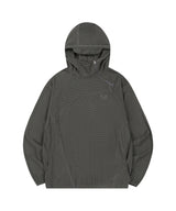 ワッフルカバーステッチフードTシャツ - ブラウン