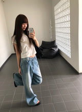 [ORIGINAL]ニール ロゴ セミ ブーツカット デニム パンツ