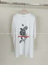 Rose lettering four seasons boxy short-sleeved T-shirt