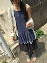 Sunkey Button Frill Layered Sleeveless