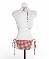 [ 2-piece / hot girl vibe ] whistle red light check bikini