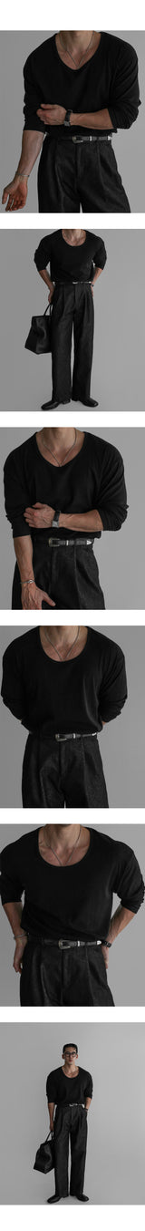 パターンドユニクロ長袖Tシャツ [Black]