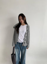 カンカドットリブラウンドロングスリーブTシャツ