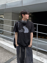 ドローイングキャットハーフTシャツ