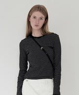 KIRSH PLAIN STRIPE SLIM FIT LONG SLEEVE [BLACK]