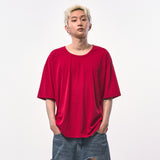 OVERSIZED SILKET SCOOP NECK T-SHIRT RED
