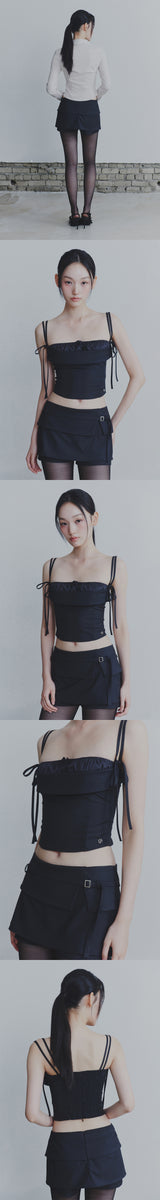 HEART BELTED MINI SKIRT charcoal