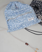 Floral denim string backpack_light blue