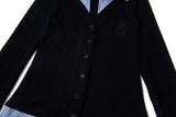 Blue Check Layered Knit Cardigan 233313052