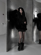 mink fur two-way hooded zip-up (2color)