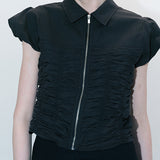 Smocked blouse black