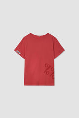 %% ロゴロールアップTシャツ / ウォッシュドレッド