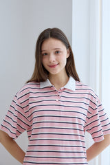 マルチストライプカラーハーフTシャツ
