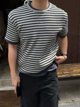 Vine sripe waffle short sleeve
