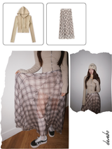 ロングチェックシフォンシャララスカート