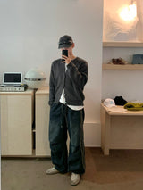 Track string denim pants