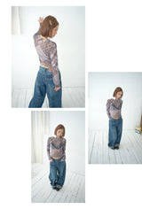 Kitsch Sheer Check Pattern Layered Top