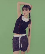 [NF] LAYERED MILITARY CAMO SHORTS_(BLACK)_F24QD875
