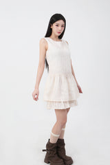 Double Frill Sleeveless Onepiece_cream