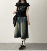 Mews Waistbanding Vintage Washed Side Pintuck Denim Bermuda Shorts