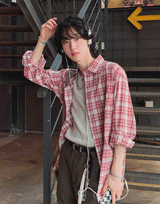 アフターワイドチェックシャツ