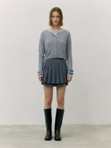 LOGO PLEATS MINI SKIRT GRAY