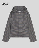 (UNISEX) マルチ ストライプ フード ロングスリーブ