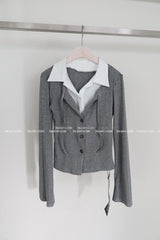Miu Shirt Layered Cardigan