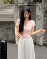 Laurel henley short‑sleeve knit