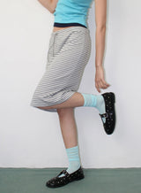 STRIPE STRING MIDI SKIRT