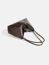 Magnetic Woven Check Tote Bag
