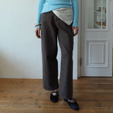 Faded Wash Wide Pants Brown