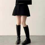  Humming Waist Banding Woolen Miniskirt