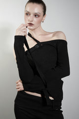 ODE DUAL BUTTON HALTER LONGSLEEVE