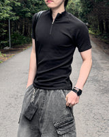 Jevin Muscle Fit Half Zip-Up Short Sleeve