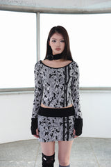 [ID] Floral Jacquard Set-up (Skirt) (Gray)