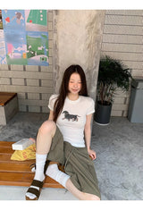 ダックスフント ラウンド スパンデックス Tシャツ