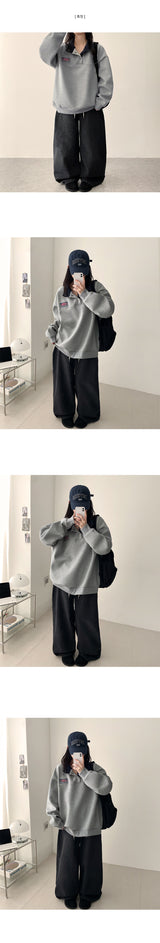 Doha Side Snap Waist Banding Balloon Wide Denim Pants