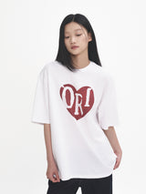 オーバーフィットヴィンテージハートプリント半袖Tシャツ